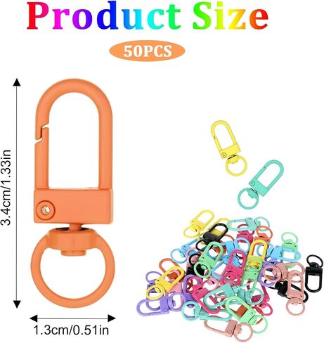 50 Pcs Colorful Metal Lobster Claw Clasps Swivel Lanyards Trigger Snap Hooks Strap with Key Rings Keychain Clasp DIY Accessories for Backpack Charms Bag Key Chains Connector Jewelry Making in Saudi Arabia