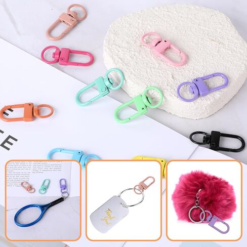 50 Pcs Colorful Metal Lobster Claw Clasps Swivel Lanyards Trigger Snap Hooks Strap with Key Rings Keychain Clasp DIY Accessories for Backpack Charms Bag Key Chains Connector Jewelry Making in Saudi Arabia