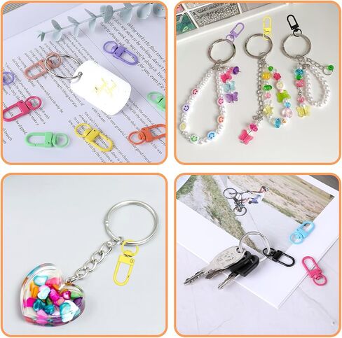 50 Pcs Colorful Metal Lobster Claw Clasps Swivel Lanyards Trigger Snap Hooks Strap with Key Rings Keychain Clasp DIY Accessories for Backpack Charms Bag Key Chains Connector Jewelry Making in Saudi Arabia