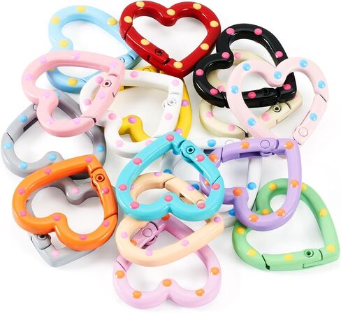 Beadthoven 17Pcs Alloy Enamel Heart Spring Gate Rings Heart Shaped Carabiner Snap Clips Colorful Keychain Buckles Cute Heart Metal Lanyards Backpack Clasps for Keychains Making Bag Purse DIY Crafts in Kuwait