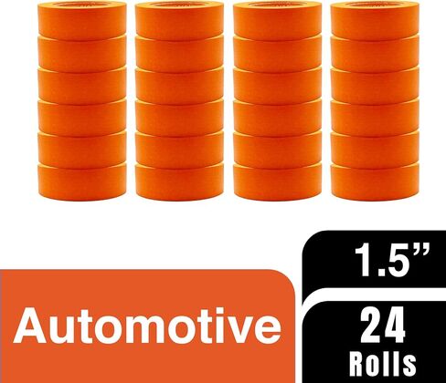 LAUCO Orange Automotive Refinishing Masking Tape, Autobody Painters Tape, 1.5 in. X 60 Yd. 24 Rolls, Moisture, UV and Heat Resistant, Multi-Purpose Masking Tape, No Residue, Painters Tape Bulk in Saudi Arabia