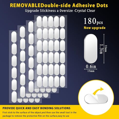 Double Sided Adhesive Pads Strong Sticky Glue Dots, Mounting Tape Heavy Duty Hang Picture Decor Poster Map, Clear Large Sticky tack Removable for Christmas Decoration in Kuwait