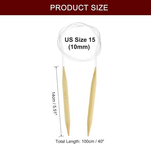 HARFINGTON US Size 36(20mm) Circular Knitting Needles 60 Inch / 152cm Round Wooden Needle for Handmade Projects DIY Knitting Blankets Socks Hats Sweaters in Kuwait