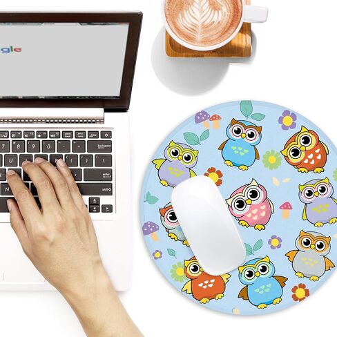 Cat and Dinosaur Round Mouse Pad,Funny Small Mouse Pad with Non-Slip Rubber Base,Mouse Mat,Home Office Decor Desk Accessories,8.7inch Round Mouse Pad in Saudi Arabia