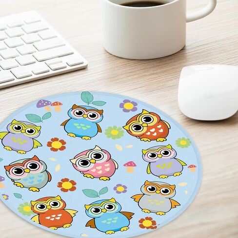 Cat and Dinosaur Round Mouse Pad,Funny Small Mouse Pad with Non-Slip Rubber Base,Mouse Mat,Home Office Decor Desk Accessories,8.7inch Round Mouse Pad in Saudi Arabia