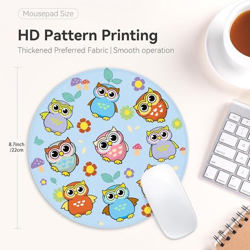 Cat and Dinosaur Round Mouse Pad,Funny Small Mouse Pad with Non-Slip Rubber Base,Mouse Mat,Home Office Decor Desk Accessories,8.7inch Round Mouse Pad in Saudi Arabia