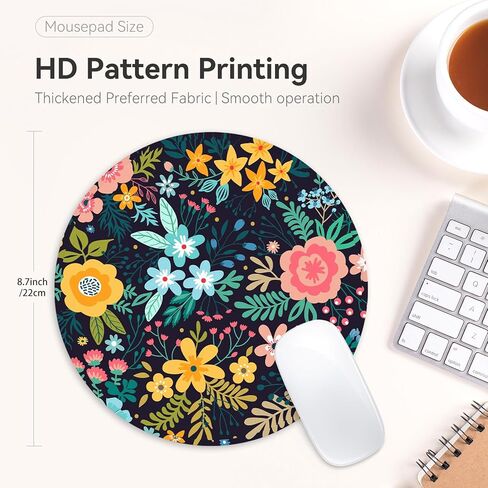 Cat and Dinosaur Round Mouse Pad,Funny Small Mouse Pad with Non-Slip Rubber Base,Mouse Mat,Home Office Decor Desk Accessories,8.7inch Round Mouse Pad in Kuwait