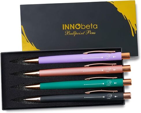 InnoBeta Monogrammed Gifts Ballpoint Pen Set of 4, Initial Letter Gifts for Housewarming, Birthday, Thanksgiving, Christmas - K in Saudi Arabia