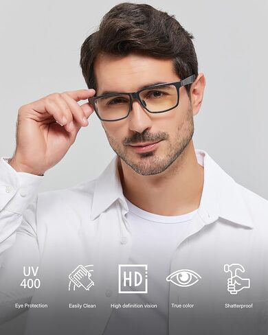 نظارات ANRRI الزرقاء لحجب الضوء للرجال، نظارات كمبيوتر بإطار معدني عصري مع فلتر للضوء الأزرق in Kuwait