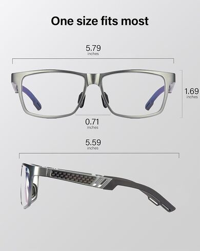 نظارات ANRRI الزرقاء لحجب الضوء للرجال، نظارات كمبيوتر بإطار معدني عصري مع فلتر للضوء الأزرق in Kuwait