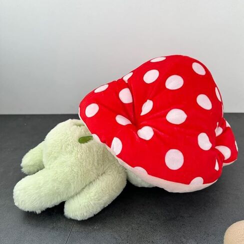 Frog Plushies Toys, 17" Cute Frog Pillow with Mushroom Hat Stuffed Animals, Kawaii Plushies Gift for Kids Girls Adults Valentines Birthdays Gift（Light Green Red hat, 17inch in Kuwait