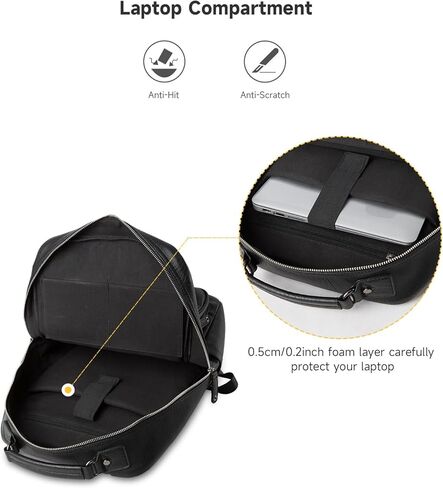 Leather Backpack for Men Black Large Backpack Fit 15.6inch Laptop Rucksack Waterproof for Work Commute Casual Daypack College in Kuwait