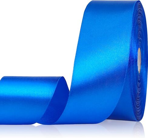 شريط أزرق داكن 1-1/2 بوصة 50 ياردة، شريط من الساتان الصلب لباقة الزهور، والحرف اليدوية، وتغليف الهدايا، ودعوات الزفاف، والشعر، وديكورات المهرجانات والحفلات in Kuwait