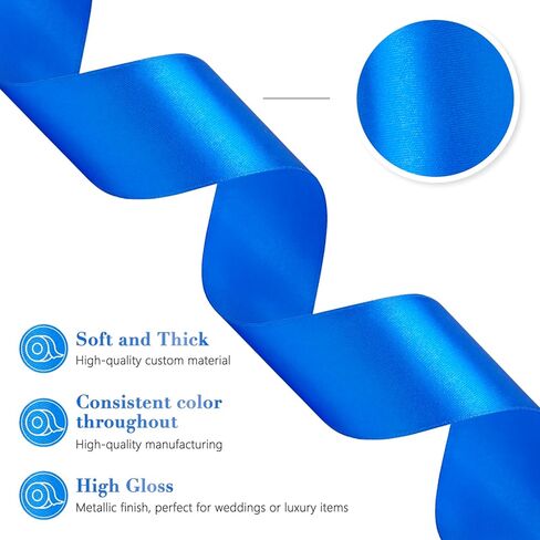شريط أزرق داكن 1-1/2 بوصة 50 ياردة، شريط من الساتان الصلب لباقة الزهور، والحرف اليدوية، وتغليف الهدايا، ودعوات الزفاف، والشعر، وديكورات المهرجانات والحفلات in Kuwait