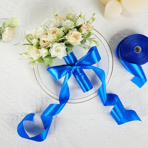 شريط أزرق داكن 1-1/2 بوصة 50 ياردة، شريط من الساتان الصلب لباقة الزهور، والحرف اليدوية، وتغليف الهدايا، ودعوات الزفاف، والشعر، وديكورات المهرجانات والحفلات in Kuwait