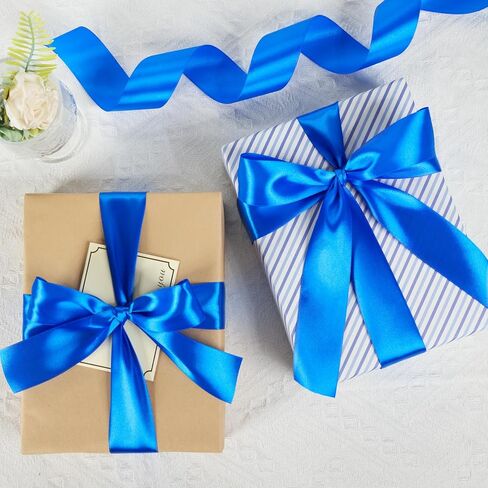 شريط أزرق داكن 1-1/2 بوصة 50 ياردة، شريط من الساتان الصلب لباقة الزهور، والحرف اليدوية، وتغليف الهدايا، ودعوات الزفاف، والشعر، وديكورات المهرجانات والحفلات in Kuwait