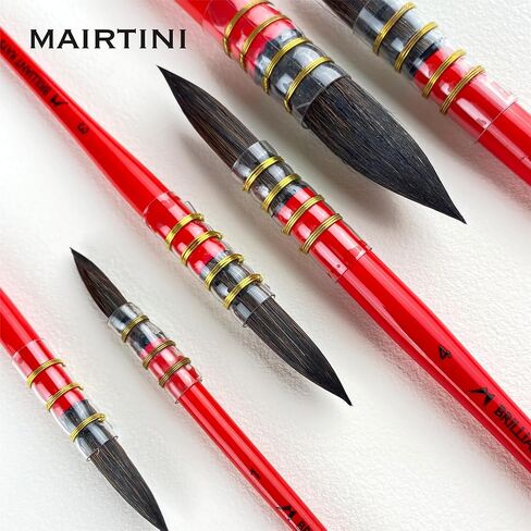 Mairtini Professional Grade SS93 Mixed Squirrel Mop Round Fine Tip Watercolor Brush, 0# in Kuwait