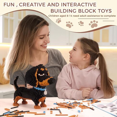 Dachshund Micro Building Block Set,2100 Pieces Animals Dog Mini Bricks kit,Cute Birthday Gifts,Prizes,Suitable for Adults and 14+Teens in Saudi Arabia
