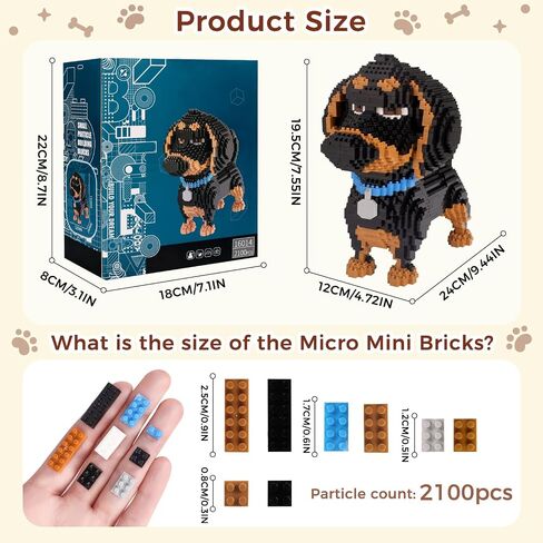 Dachshund Micro Building Block Set,2100 Pieces Animals Dog Mini Bricks kit,Cute Birthday Gifts,Prizes,Suitable for Adults and 14+Teens in Saudi Arabia
