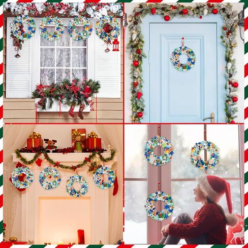 12 Sets Christmas Craft Kits, Christmas Wreath Ornaments Art Sets Christmas Foam Stickers Glitter Snowflake Foam Stickers DIY Christmas Foam Wreath Crafts for Xmas Home Classroom Activities in Saudi Arabia