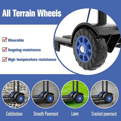 Portable Folding Hand Truck Dolly Blue Folding Cart Foldable Trolley Utility Lightweight - Compact Luggage Cart with Wheels for Airport Travel, Moving and Office - Free Bungee Cord Included in Saudi Arabia