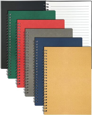GINMLYDA Small Spiral Notebook 6Pack, 120 Lined Pages 8.25x5.50 Inches Spiral Journal Kraft Cover Notebooks & Writing Pads for School Home Office Aesthetic Sketch Drawing Note in Kuwait