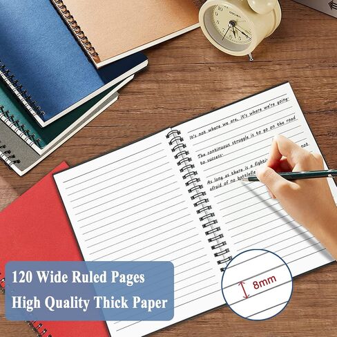 GINMLYDA Small Spiral Notebook 6Pack, 120 Lined Pages 8.25x5.50 Inches Spiral Journal Kraft Cover Notebooks & Writing Pads for School Home Office Aesthetic Sketch Drawing Note in Kuwait