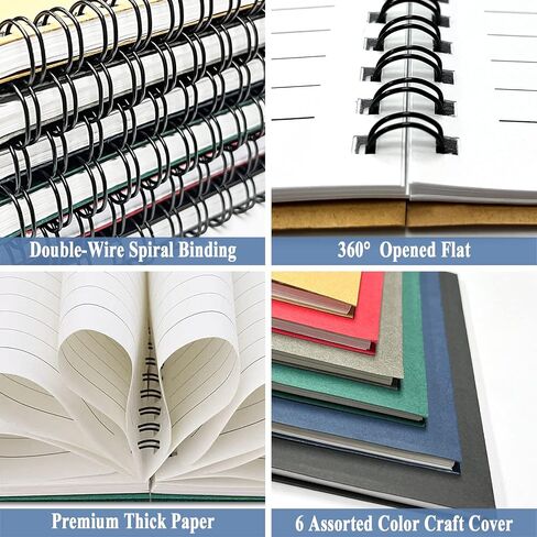 GINMLYDA Small Spiral Notebook 6Pack, 120 Lined Pages 8.25x5.50 Inches Spiral Journal Kraft Cover Notebooks & Writing Pads for School Home Office Aesthetic Sketch Drawing Note in Kuwait