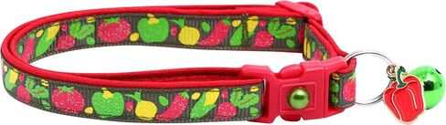 Vegetable Garden Cat Collar with Charm & Bell | Safety Breakaway Collar | Adjustable Large Size or Kitten Collar (Dark Sage, Large(10lbs & Up)) in Kuwait