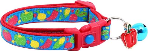 Vegetable Garden Cat Collar with Charm & Bell | Safety Breakaway Collar | Adjustable Large Size or Kitten Collar (Dark Sage, Large(10lbs & Up)) in Kuwait