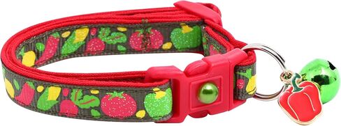 Vegetable Garden Cat Collar with Charm & Bell | Safety Breakaway Collar | Adjustable Large Size or Kitten Collar (Dark Sage, Large(10lbs & Up)) in Kuwait
