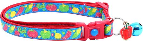 Vegetable Garden Cat Collar with Charm & Bell | Safety Breakaway Collar | Adjustable Large Size or Kitten Collar (Dark Sage, Large(10lbs & Up)) in Kuwait