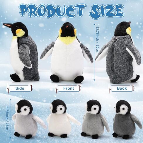5 Pcs Penguin Plush Toy Set 14 Inch Mommy Penguin Stuffed Animal with 4 Cute Babies in Zippered Belly Soft Cuddly Plushie for Kids Birthday Gifts Party Favors(Simple Style) in Saudi Arabia