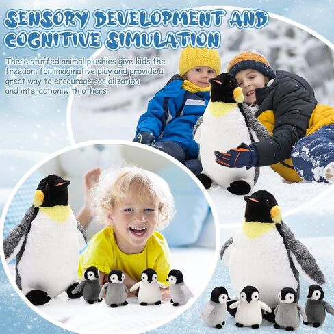 5 Pcs Penguin Plush Toy Set 14 Inch Mommy Penguin Stuffed Animal with 4 Cute Babies in Zippered Belly Soft Cuddly Plushie for Kids Birthday Gifts Party Favors(Simple Style) in Saudi Arabia