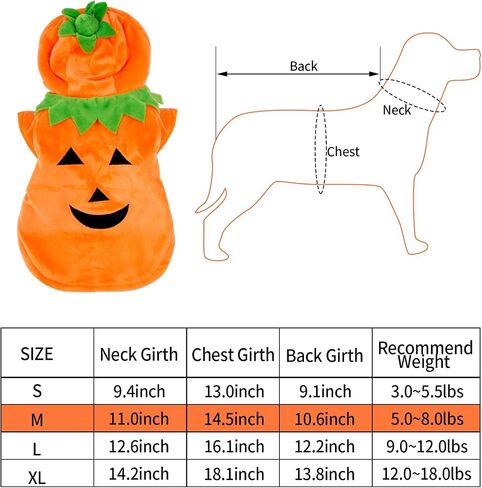 Pumpkin Costumes for Dogs, Halloween Costume for Dogs Small, Pet Cosplay Dress, Puppy Warm Outfits Fleece Hoodie, (M for 5.5~8.0 lbs) in Saudi Arabia