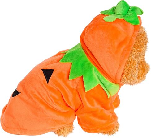 Pumpkin Costumes for Dogs, Halloween Costume for Dogs Small, Pet Cosplay Dress, Puppy Warm Outfits Fleece Hoodie, (M for 5.5~8.0 lbs) in Saudi Arabia