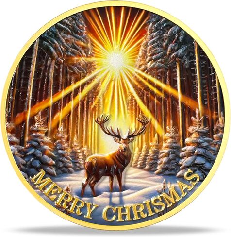 Sun Deer Challenge Coin Reindeer Merry Xmas Commemorative Coin Funny Token New Year Keepsake Stay Strong, Stay Sober Inspirational Holiday Collectible Gifts for Recovery in Kuwait