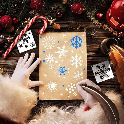 60 قطعة من استنسل عيد الميلاد للرسم على الخشب مقاس 3 × 3 بوصة استنسل ندفة الثلج الصغيرة قابل لإعادة الاستخدام استنسل عطلة عيد الميلاد للفن الحرفي رش ورق الحائط هدية ديكور المنزل (نمط ندفة الثلج) in Kuwait