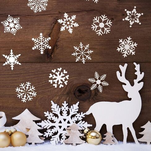 60 قطعة من استنسل عيد الميلاد للرسم على الخشب مقاس 3 × 3 بوصة استنسل ندفة الثلج الصغيرة قابل لإعادة الاستخدام استنسل عطلة عيد الميلاد للفن الحرفي رش ورق الحائط هدية ديكور المنزل (نمط ندفة الثلج) in Kuwait