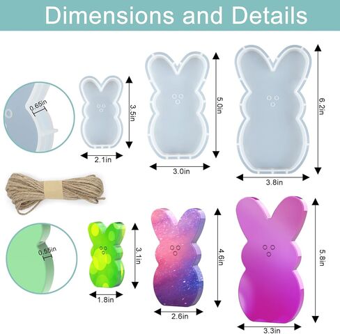 Juome عيد الفصح الراتنج قوالب السيليكون، 3 قطع الراتنج شكل الأرنب قوالب لراتنجات الايبوكسي، DIY الحرف أرنب الجدول المركزية الحلي ديكور المنزل in Kuwait