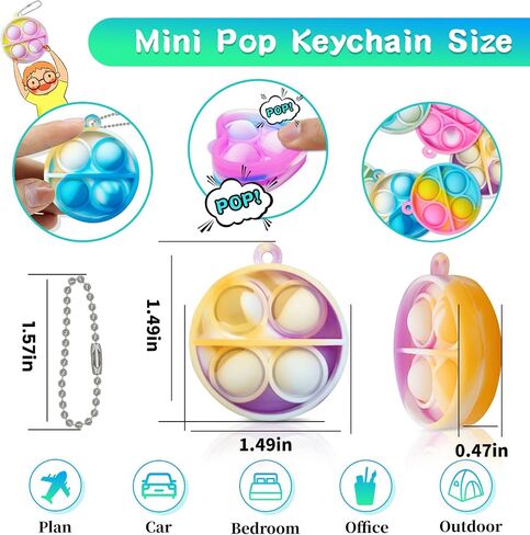 Pop Fidget Keychain It Mini Fidget Toys Bulk 30 Pack Party Favors for Kids 4-8,8-12 Year Boys Girls Push Pops Bulk Toys Its Small Prizes for Kids Classroom Birthday Party Favors Bubble Poppers in Saudi Arabia