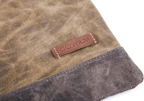 Gootium Waxed Canvas Zip Folio Pencil Pouch - Office Supply Zippered Makeup Bag Multipurpose File Folder - Size 13"x9.4", Olive Drab in Kuwait