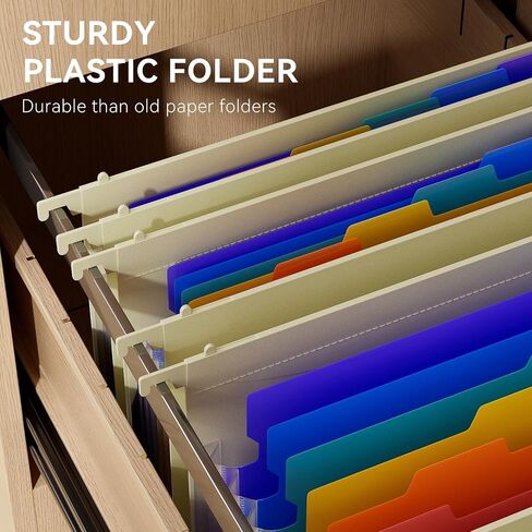 ThinkTex Plastic Expanding Hanging File Folders, 7 Innovative 1.2/'' Accordian Pockets, Large Capacity, Multi-Color Tabs, Letter Size for Filing Cabinet - Black-6 pack in Saudi Arabia