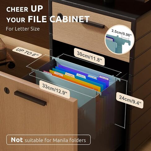 ThinkTex Plastic Expanding Hanging File Folders, 7 Innovative 1.2/'' Accordian Pockets, Large Capacity, Multi-Color Tabs, Letter Size for Filing Cabinet - Black-6 pack in Saudi Arabia