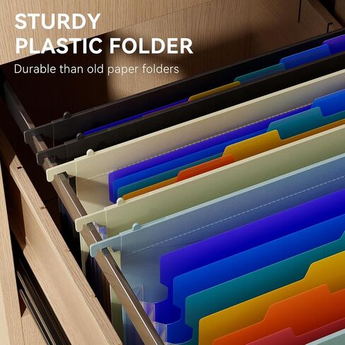 ThinkTex Plastic Expanding Hanging File Folders, 7 Innovative 1.2/'' Accordian Pockets, Large Capacity, Multi-Color Tabs, Letter Size for Filing Cabinet - Black-6 pack in Saudi Arabia