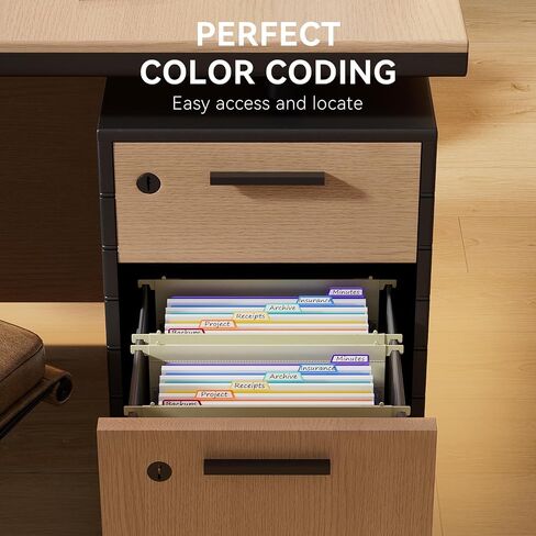ThinkTex Plastic Expanding Hanging File Folders, 7 Innovative 1.2/'' Accordian Pockets, Large Capacity, Multi-Color Tabs, Letter Size for Filing Cabinet - Black-6 pack in Saudi Arabia
