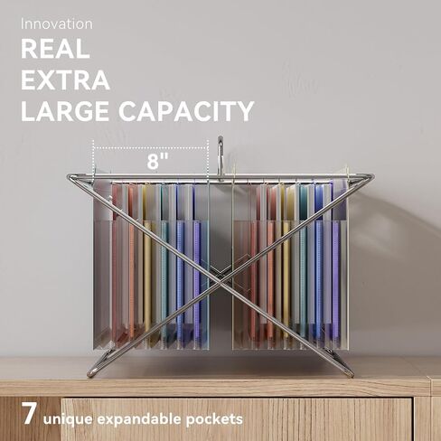 ThinkTex Plastic Expanding Hanging File Folders, 7 Innovative 1.2/'' Accordian Pockets, Large Capacity, Multi-Color Tabs, Letter Size for Filing Cabinet - Black-6 pack in Saudi Arabia