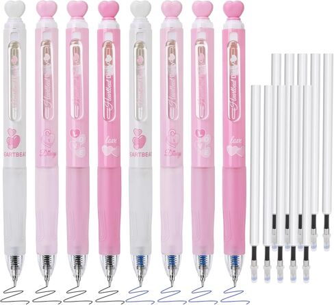 BAYTORY 18Pcs Retractable Erasable Gel Pens, 0.5 mm Fine Point, 4Pcs Blue & 4Pcs Black Ink Pens & 10Pcs Black Refills, Quick Dry Cute Eraser Pen, Smooth Writing (Multicolor) in Saudi Arabia