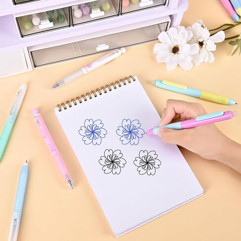 BAYTORY 18Pcs Retractable Erasable Gel Pens, 0.5 mm Fine Point, 4Pcs Blue & 4Pcs Black Ink Pens & 10Pcs Black Refills, Quick Dry Cute Eraser Pen, Smooth Writing (Multicolor) in Saudi Arabia