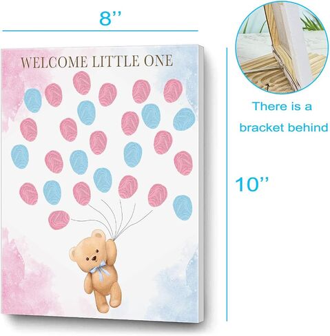 UBLURO Bear Theme Fingerprint Guestbook, Baby Shower Guest Book Fingerprint Tree Canvas- Boy or Girl Gender Reveal Supplies, Decorations,Personalized Alternative Guest Book in Saudi Arabia